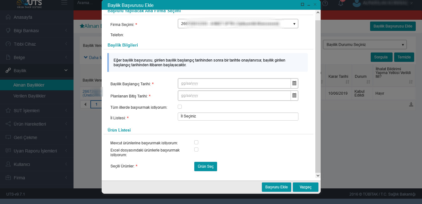 üts bayilik başvurusu